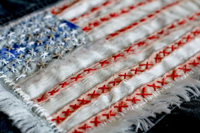 DIY Carhartt American flag vest